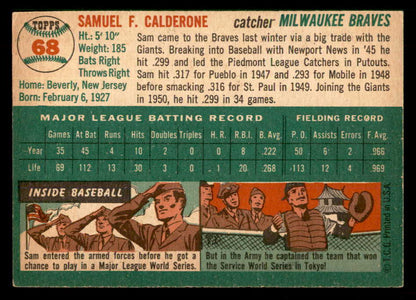 1954 Topps Baseball #068 Sammy Calderone Braves EX-MT 550196