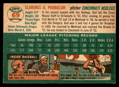 1954 Topps Baseball #069 Bud Podbielan Reds EX-MT 550197