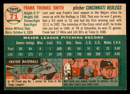 1954 Topps Baseball #071 Frank Smith Reds EX-MT 550198