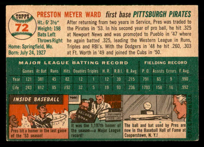 1954 Topps Baseball #072 Preston Ward Pirates EX-MT 550199