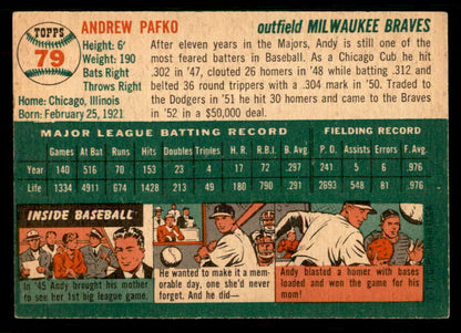 1954 Topps Baseball #079 Andy Pafko Braves EX-MT 550202