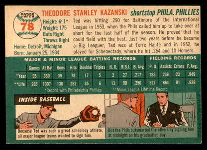 1954 Topps Baseball #078 Ted Kazanski Phillies EX-MT 550203