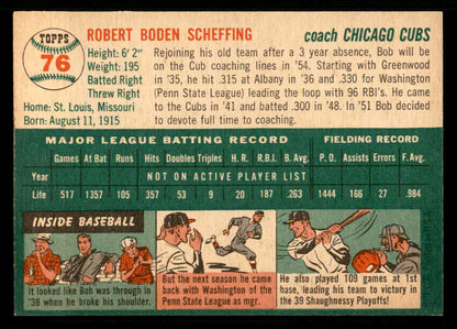 1954 Topps Baseball #076 Bob Scheffing Cubs EX-MT 550205