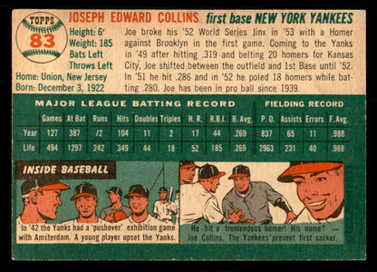 1954 Topps Baseball #083 Joe Collins Yankees EX-MT 550208