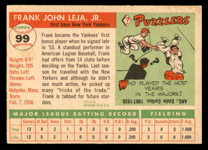 1955 Topps Baseball #099 Frank Leja Yankees EX-MT 550220