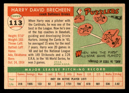 1955 Topps Baseball #113 Harry Brecheen Orioles EX-MT 550224
