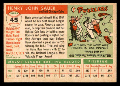 1955 Topps Baseball #045 Hank Sauer Cubs EX-MT 550240