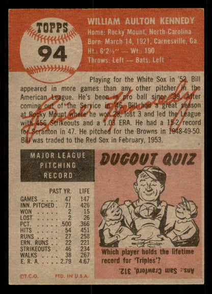 1953 Topps Baseball #094 Bill Kennedy Red Sox EX-MT 550283