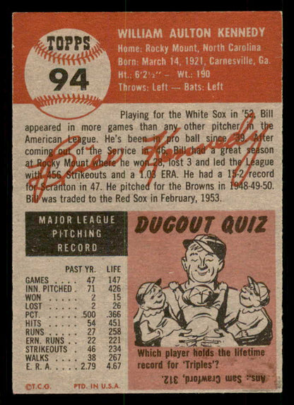 1953 Topps Baseball #094 Bill Kennedy Red Sox EX-MT 550299