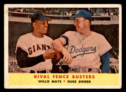 1958 Topps Baseball #436 Willie Mays Duke Snider VG 550333