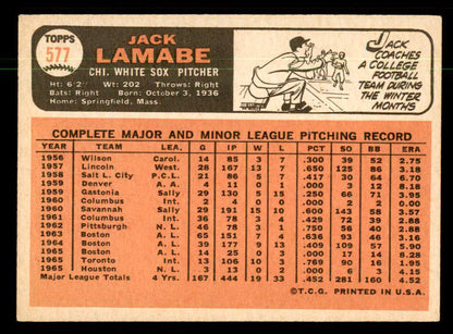 1966 Topps Baseball #577 Jack Lamabe White Sox NR-MT 550379