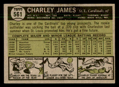 1961 Topps Baseball #561 Charley James Cardinals NR-MT 550426