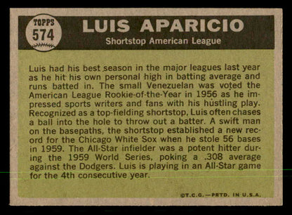 1961 Topps Baseball #574 Luis Aparicio A.S. White Sox NR-MT 550441