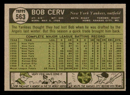 1961 Topps Baseball #563 Bob Cerv Yankees EX-MT 550464