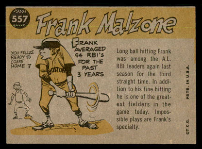 1960 Topps Baseball #557 Frank Malzone A.S. Red Sox EX-MT 550476