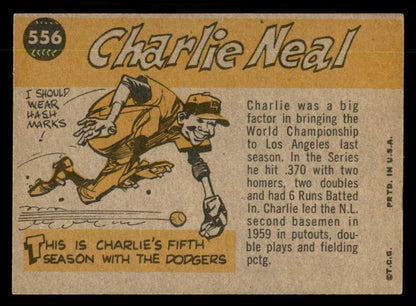 1960 Topps Baseball #556 Charlie Neal A.S. Dodgers EX-MT 550477