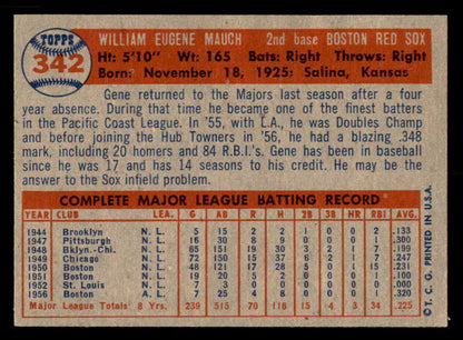 1957 Topps Baseball #342 Gene Mauch Red Sox EX-MT 550580