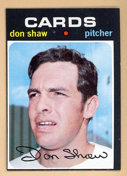 1971 Topps Baseball #654 Don Shaw Cardinals EX-MT 550655