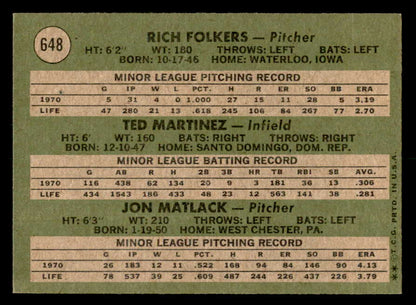 1971 Topps Baseball #648 Jon Matlack Mets EX-MT 550664