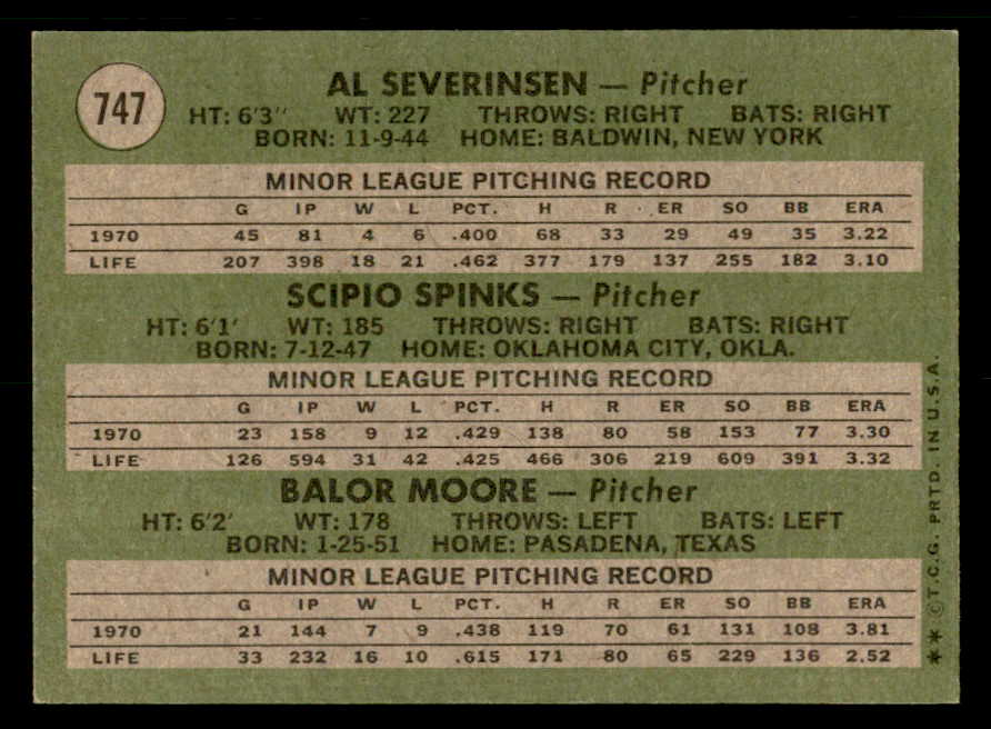 1971 Topps Baseball #747 Scipio Spinks Astros EX-MT 550666