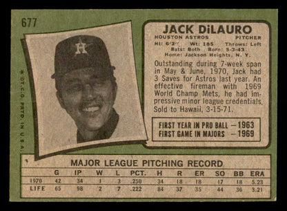 1971 Topps Baseball #677 Jack Dilauro Astros EX-MT 550675