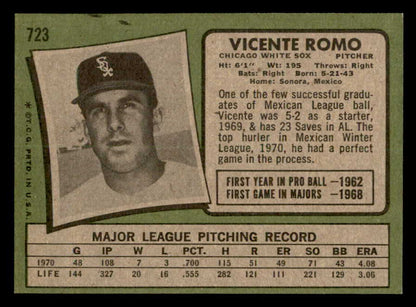 1971 Topps Baseball #723 Vicente Romo White Sox EX-MT 550692