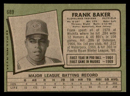 1971 Topps Baseball #689 Frank Baker Indians EX-MT 550695