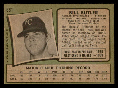 1971 Topps Baseball #681 Bill Butler Royals EX-MT 550697