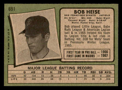 1971 Topps Baseball #691 Bob Heise Giants NR-MT 550714