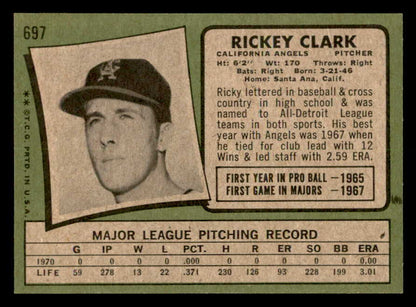 1971 Topps Baseball #697 Rickey Clark Angels NR-MT 550720