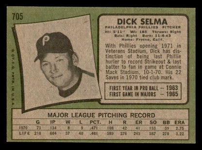 1971 Topps Baseball #705 Dick Selma Phillies NR-MT 550725