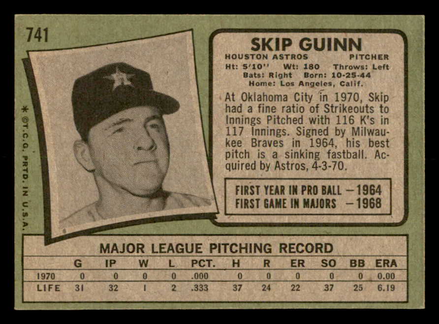1971 Topps Baseball #741 Skip Guinn Astros NR-MT 550730