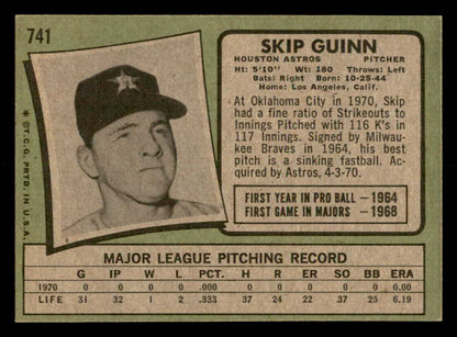 1971 Topps Baseball #741 Skip Guinn Astros NR-MT 550730