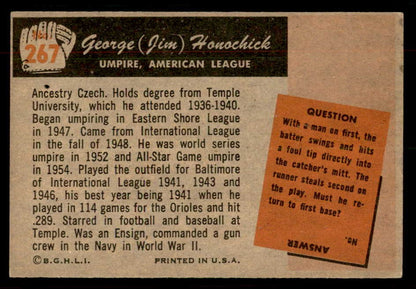 1955 Bowman Baseball #267 Jim Honochick Umpire EX 550807