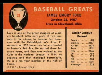 1961 Fleer Baseball #028 Jimmy Foxx Cubs EX-MT 550892