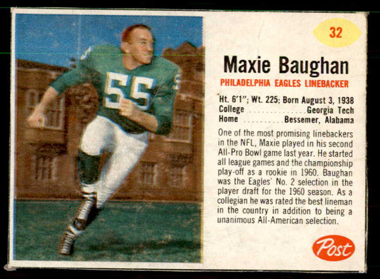 1962 Post Football #032 Maxie Baughan Eagles VG 550909
