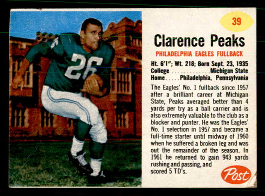 1962 Post Football #039 Clarence Peaks Eagles GD-VG 550914