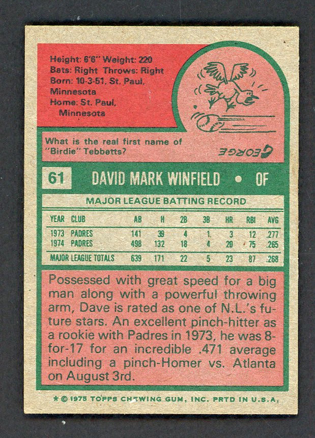1975 Topps Mini Baseball #061 Dave Winfield Padres EX-MT 550926