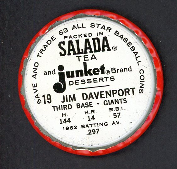 1963 Salada Baseball #019 Jim Davenport Giants EX-MT 551170