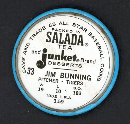 1963 Salada Baseball #033 Jim Bunning Tigers VG-EX 551171