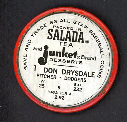 1963 Salada Baseball #001 Don Drysdale Dodgers EX-MT 551174
