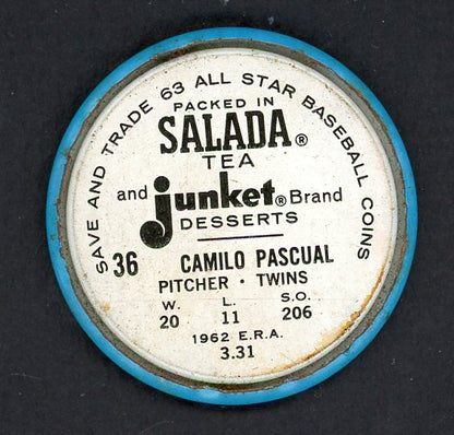 1963 Salada Baseball #036 Camilo Pascual Twins EX 551176