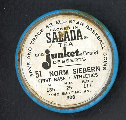 1963 Salada Baseball #051 Norm Siebern A's VG-EX 551182