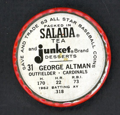 1963 Salada Baseball #031 George Altman Cardinals EX 551183