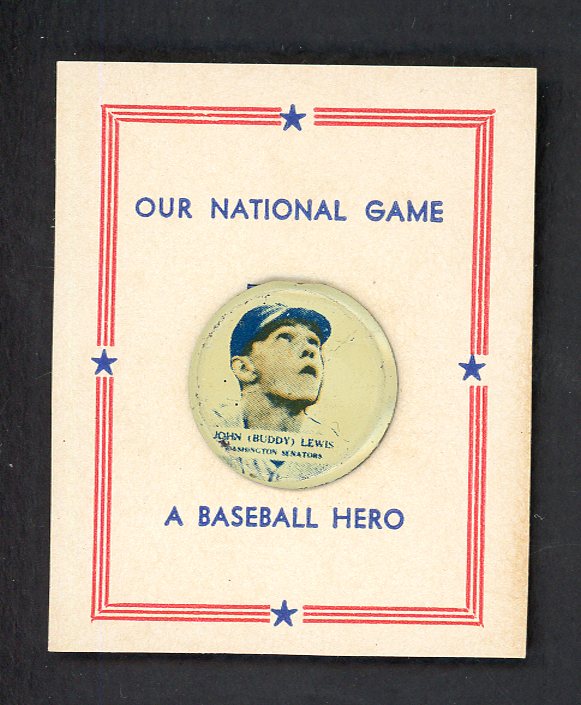 1938 PM8 Our National Game Pin Buddy Lewis Senators EX 551202