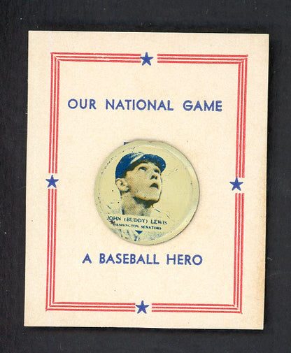 1938 PM8 Our National Game Pin Buddy Lewis Senators EX 551202