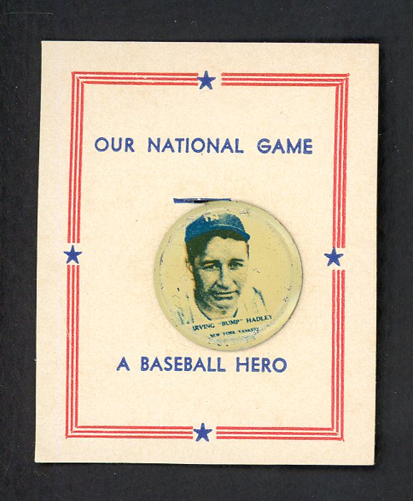 1938 PM8 Our National Game Pin Bump Hadley Yankees EX-MT 551205