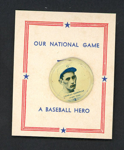 1938 PM8 Our National Game Pin Charles Gehringer Tigers EX-MT 551206