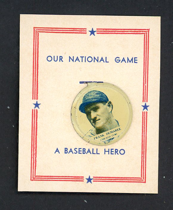 1938 PM8 Our National Game Pin Frank Demaree Cubs EX-MT 551207