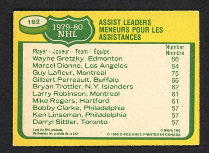 1980 O Pee Chee Hockey #162 Assist Leaders Wayne Gretzky VG-EX 551296